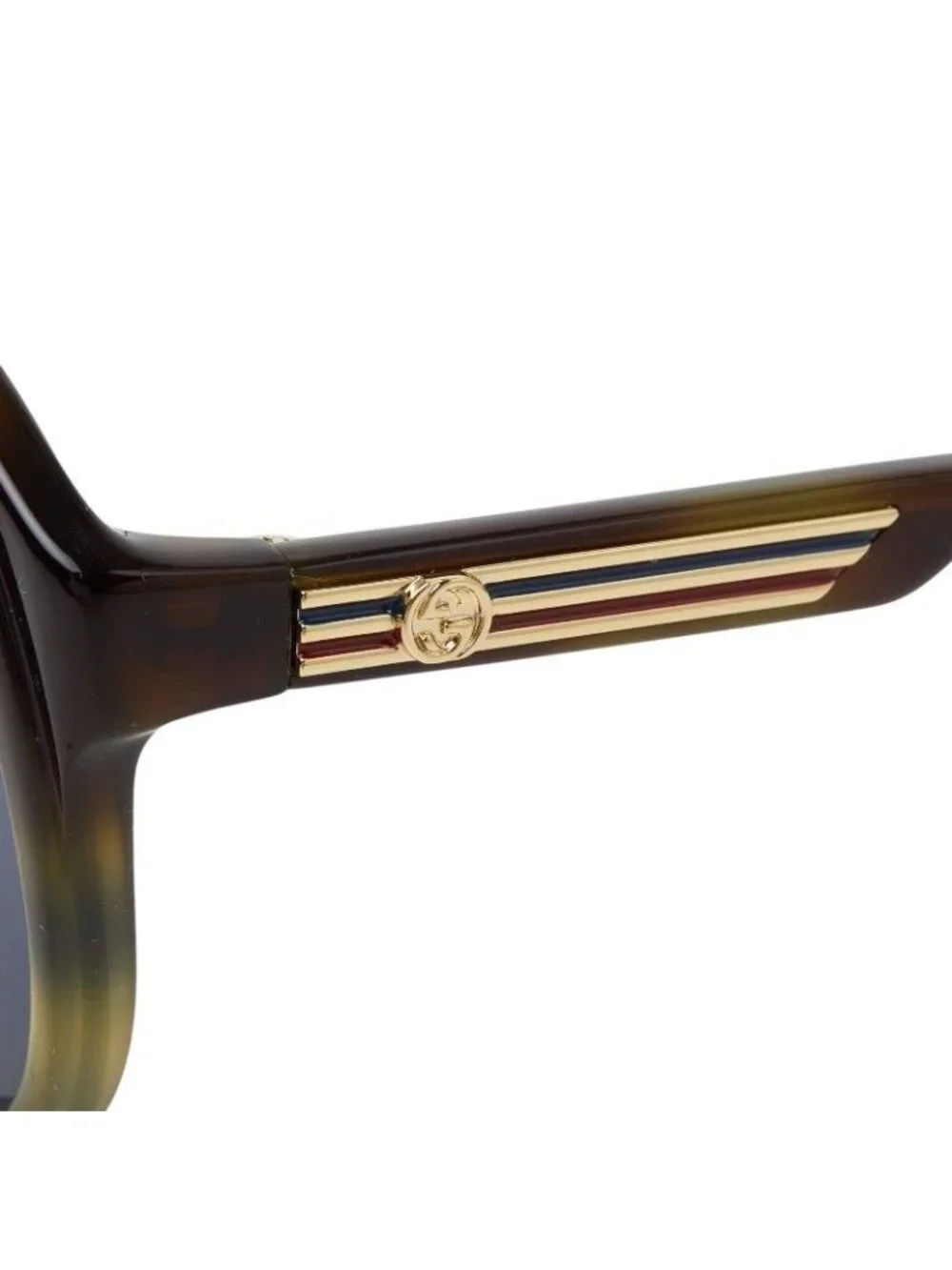 Gucci Interlocking Teardrop Sunglasses Brown Gold Acetate Eyewear